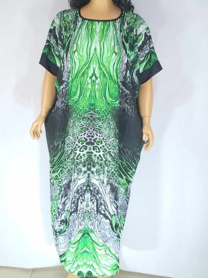Дамска макси дълга широка рокля в големи размери с интересна щампа от различни цветове 05 00342