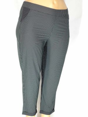 Дамски макси супер тънък  панталон в големи размери черен на бели точки 03 00469