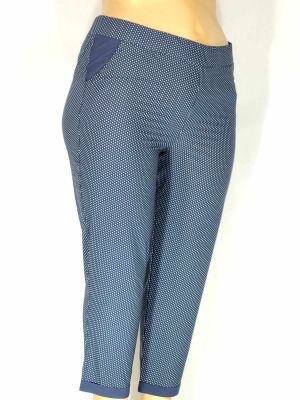 Дамски макси супер тънък  панталон в големи размери син на бели точки 03 00470