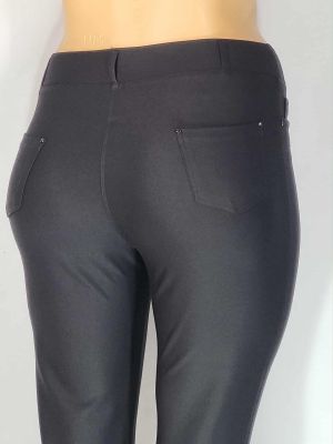 Дамски макси еластичен панталон в големи размери изчистен в черно 03 00555