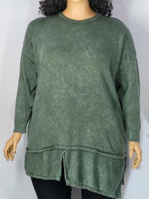 Дамски макси пуловер в големи размери интересна плетка  варен памук различни цветове 01 01525