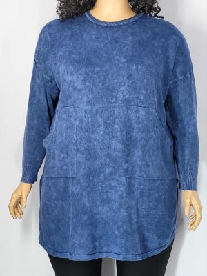 Дамски макси пуловер в големи размери интересна плетка  варен памук различни цветове 01 01527