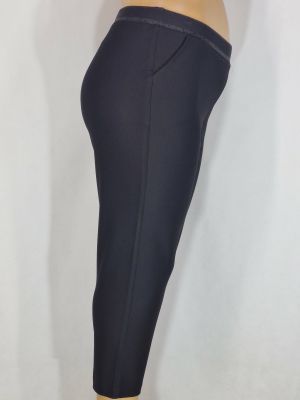 Дамски макси  еластичен плътен спортно елегантен панталон в големи размери с широк ластик  в черно   03 00560