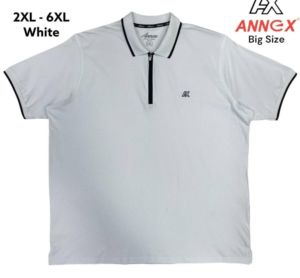 Мъжка тениска тип лакоста с яка и цип в големи размери 28 000068