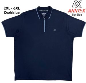 Мъжка тениска тип лакоста с яка и цип в големи размери 28 000071