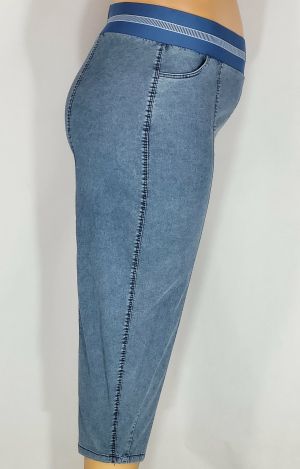 Дамски макси  еластични тънки спортно елегантни дънки в големи размери тип шалвар ,широк ластик  в синьо    02 00578