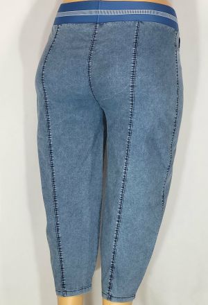 Дамски макси  еластични тънки спортно елегантни дънки в големи размери тип шалвар ,широк ластик  в синьо    02 00578