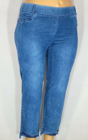 Дамски макси спортни тънки  еластични дънки в големи размери изчистени с маншет в  синьо     02 00581