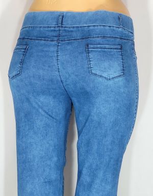 Дамски макси спортни тънки  еластични дънки в големи размери изчистени с маншет в  синьо     02 00581