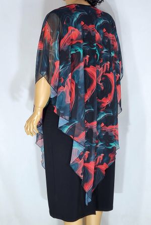 Дамска макси официална рокля в големи размери от ликра и  шифон 05 00372