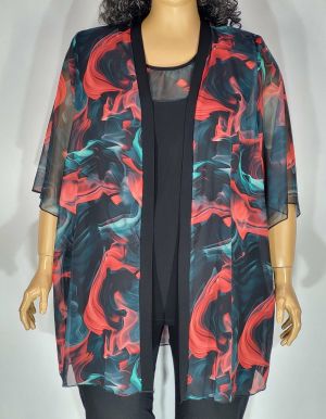 Дамски макси комплект в големи размери потник ликра и наметка шифон 10 00123