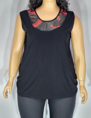 Дамски макси комплект в големи размери потник ликра и наметка шифон 10 00123