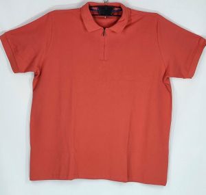 Мъжка тениска тип лакоста с яка и цип в големи размери 28 000098