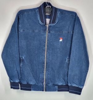 Мъжко дънково яке с цип и ластик големи размери 26 00110