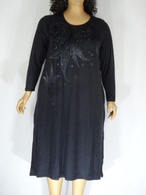 Дамска макси рокля в големи размери от кашмирено трико с апликация 05 00163