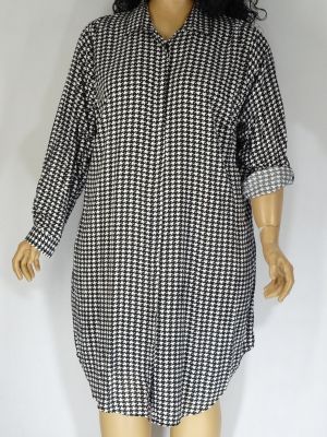 Дамска макси дълга риза-рокля в големи размери пепит  05 00188