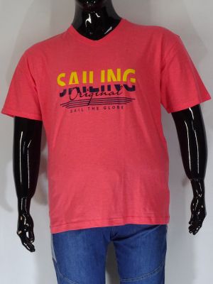 Мъжка тениска шпиц в големи размери с щампа в два цвята 20 00305