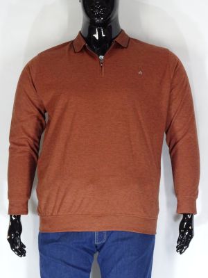 Мъжка блуза в големи размери с яка и цип материя рипс в три цвята  20 00325