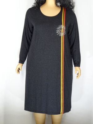 Дамска макси еластична рокля от кашмирено трико с лента и камъчета 05 00209
