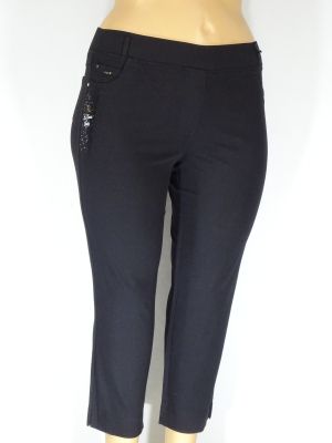 Дамски макси еластичен тънък панталон в големи размери с апликация на джоба 03 00311