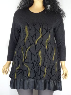 Дамска макси блуза в големи размери от кашмирен плат с апликация 01 00971