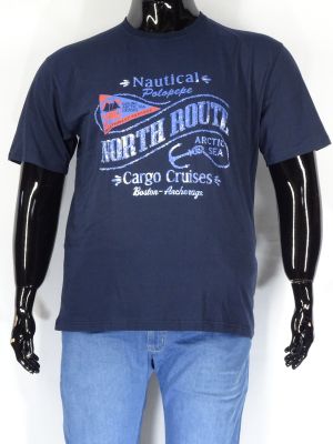 Мъжка тениска в големи размери с щампа в черно и синьо 20 00361