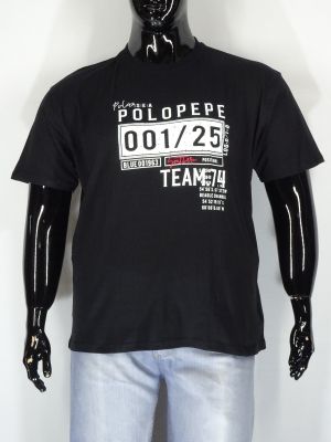 Мъжка тениска в големи размери с щампа в черно 20 00367