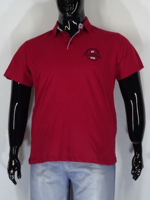 Мъжка тениска в големи размери с яка в синьо и червено 20 00387