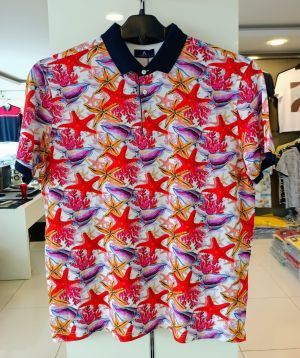 Мъжка блуза в големи размери с яка от  плат тип лакоста 20 00397