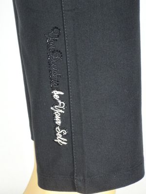 Дамски макси летен панталон в големи размери с нежни камъчета на крачола в два цвята 03 00340