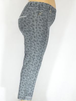 Дамски макси летен еластичен панталон в големи размери с интересна щампа 03 00344