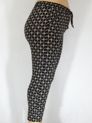 Дамски макси тънък панталон от трико с интересна щампа и джоб 09 00064