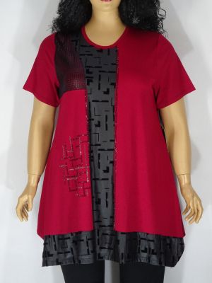 Дамска макси блуза в големи размери от финно трико  и камъчета в два цвята  01 01070