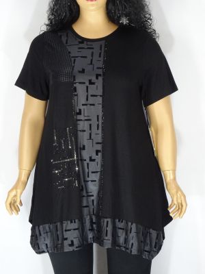 Дамска макси блуза в големи размери от финно трико  и камъчета в два цвята  01 01070