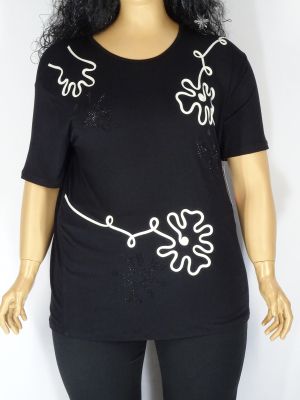 Дамска макси блуза в големи размери с камъни и апликация 01 01077