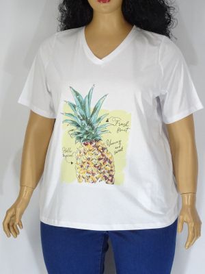 Дамска макси блуза с щампа ананас и перли в два цвята 01 01108