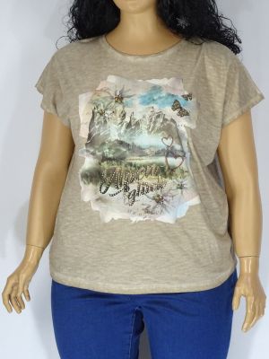 Дамска макси блуза с щампа и камъчета от варен памук в два цвята  01 01113