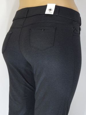 Дамски макси  зимен еластичен панталон сив меланж до глезена 03 00352