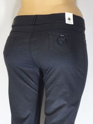 Дамски макси зимен еластичен панталон в големи размери в сив меланж 03 00353