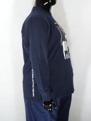 Мъжка блуза в големи размери от тънко трико прав модел с щампа в три цвята 20 00407