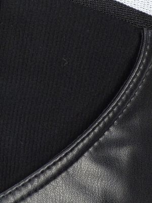 Дамски макси зимен спортен панталон от рипсена материя с кант от камъчета и еко кожа 03 00372