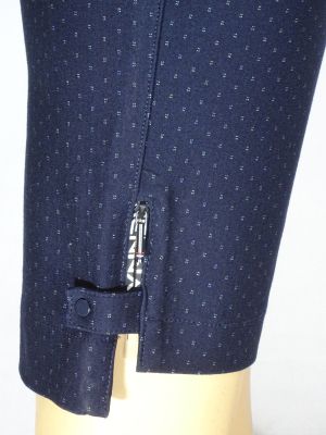 Дамски макси еластичен зимен панталон в синьо на точки 03 00378