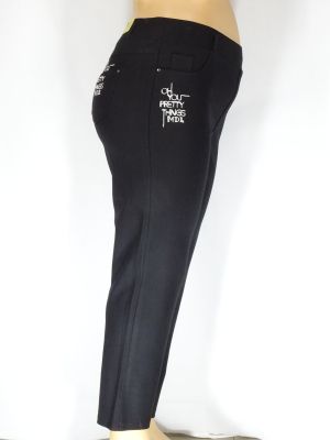 Дамски макси зимен еластичен панталон с нежна бродерия и камъчета 03 00380