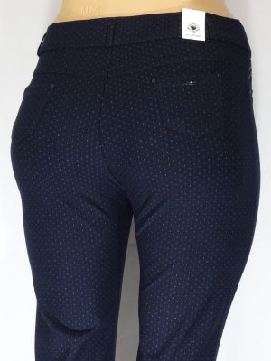 Дамски макси еластичен зимен панталон в синьо на точки 03 00384