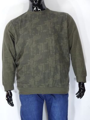 Мъжка блуза в големи размери по врата от плътно трико с щампа и ластик отдолу в три цвята  20 00418