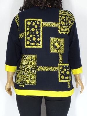 Дамска макси блуза от тънка вата с щампа и камъчета  бие в два цвята  01 01162
