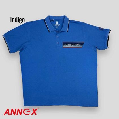 Мъжка тениска тип лакоста с яка и копчета в големи размери с щампа 20 0035598