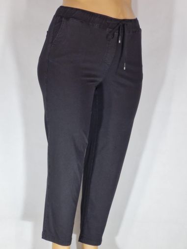 Дамски макси спортни  еластични дънки в големи размери изчистени тънки с връзки в  черно    02 00566