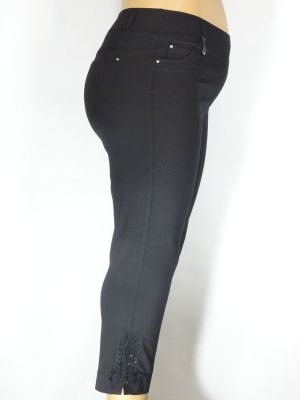 Дамски макси  еластичен панталон в големи размери с нежки камъчета на крачола 03 00398