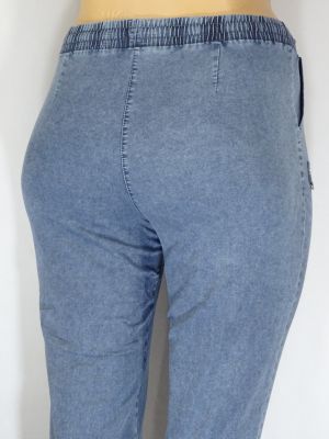 Дамски макси спортни летни еластични панталони в големи размери с ластик  и връзки в синьо  03 00424